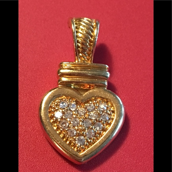 Vintage DBL Strand Necklace Crystal HEART pendant - Picture 3 of 13